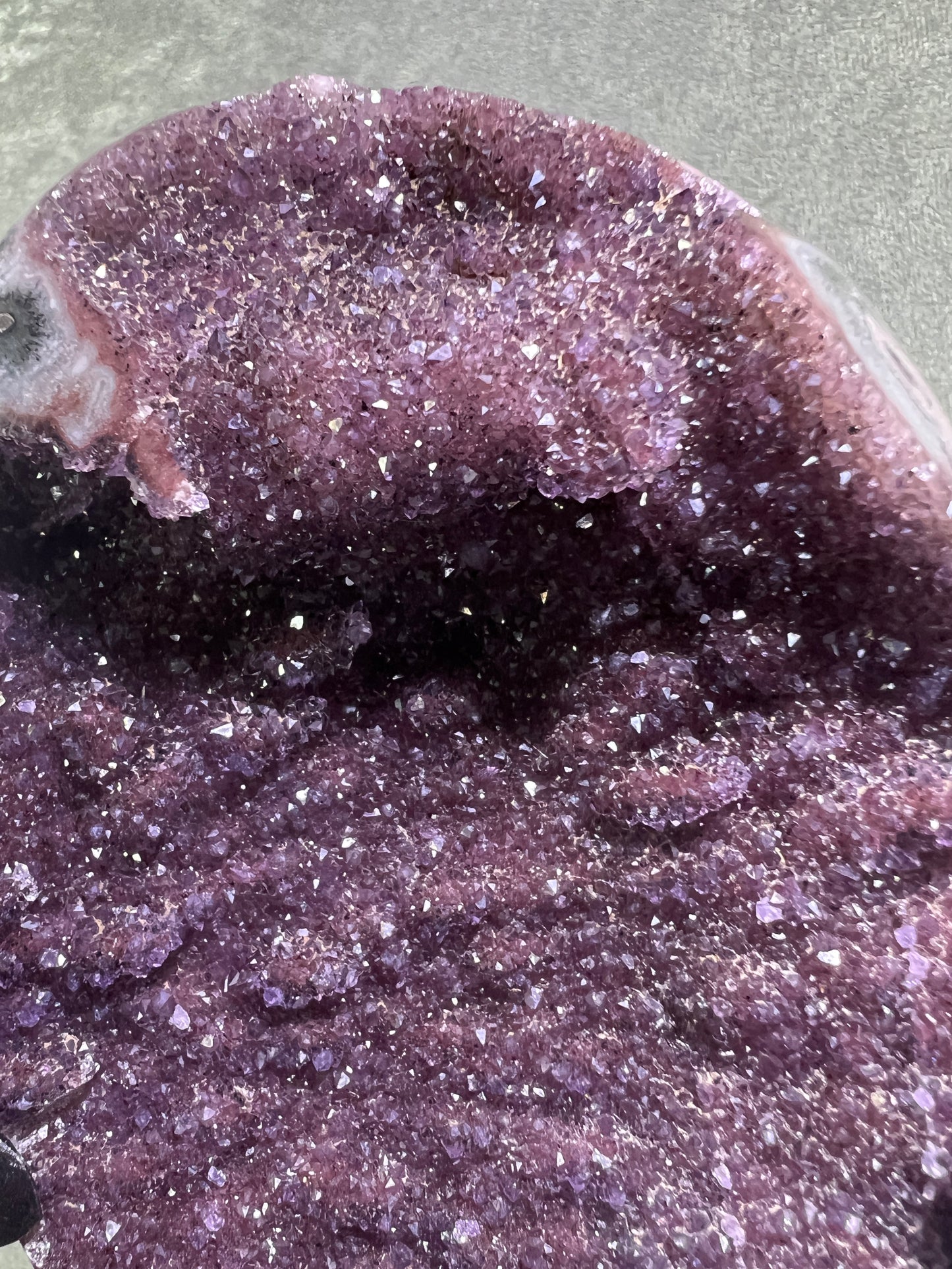 Amethyst Geode Specimen. Gorgeous Rare Red Wine Color! World Class Uruguayan Specimen. Custom Made Steel Stand