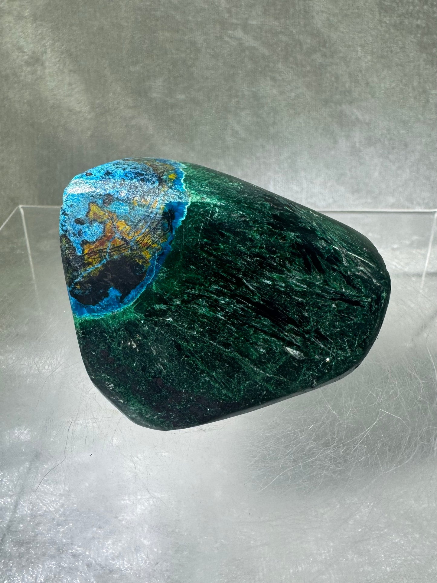 Shattuckite Polished Freeform. Gorgeous Blue Mineral From Namibia. Very Unique And Special Display Crystal.