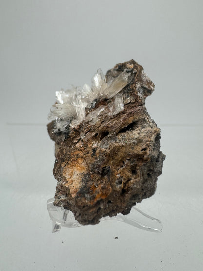 Hemimorphite And Hematite Mineral Specimen. Stunning Clear Crystal Flowers. Gorgeous Contrast In Color.