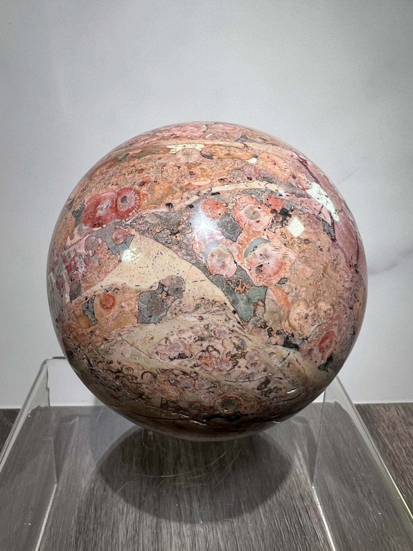 Fire Calcite Crystal Sphere. 76mm. Amazing New Material. Beautiful Large Display Sphere With Nice UV Reaction.