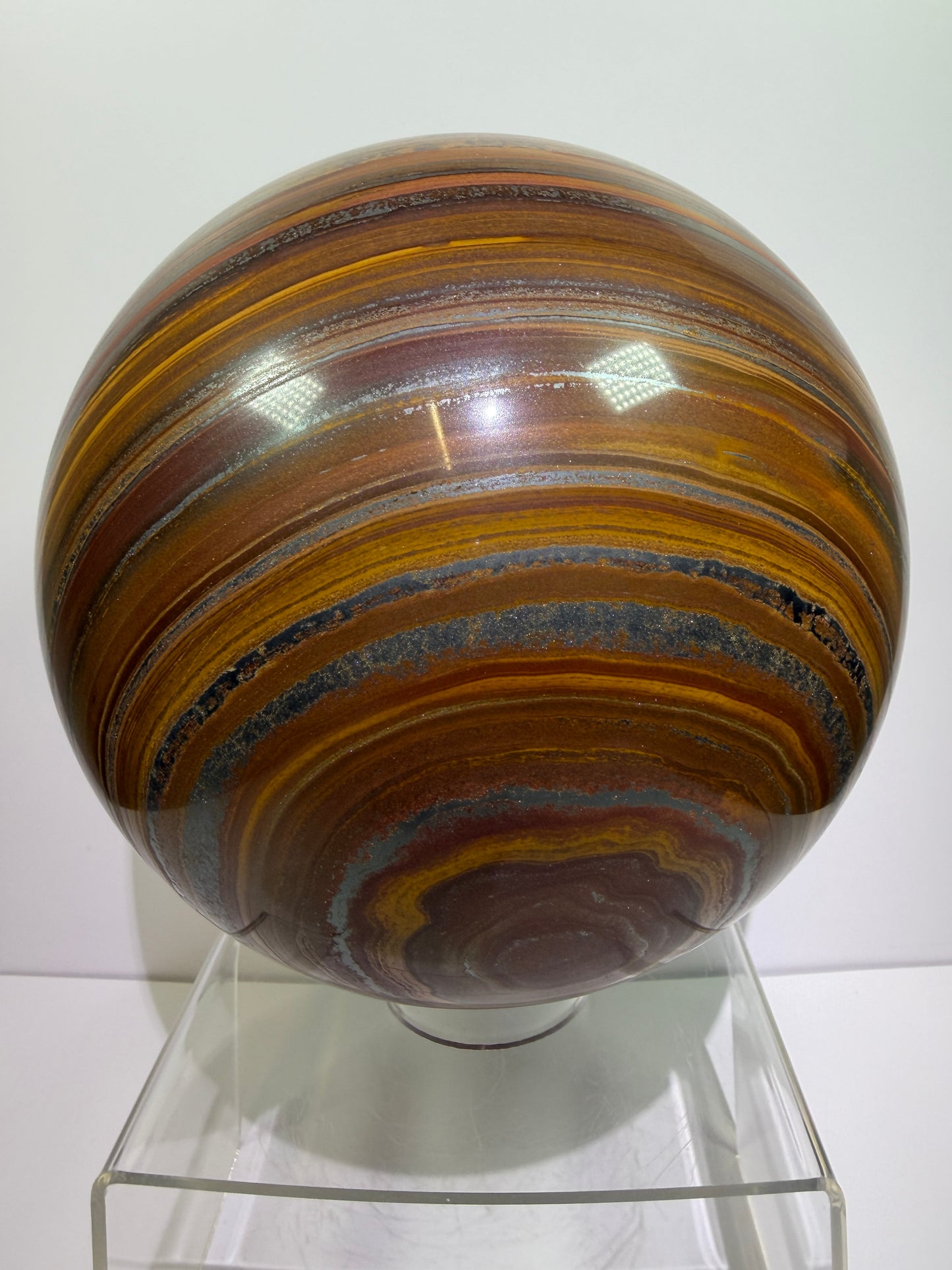 Tiger Iron Crystal Sphere. Massive 160mm, 15 lbs. Stunning High Quality Display Sphere