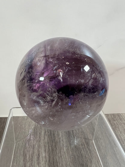 Phantom Amethyst Sphere. 74mm. Rare Amethyst With Amazing Rainbows. High Quality Beautiful Crystal.