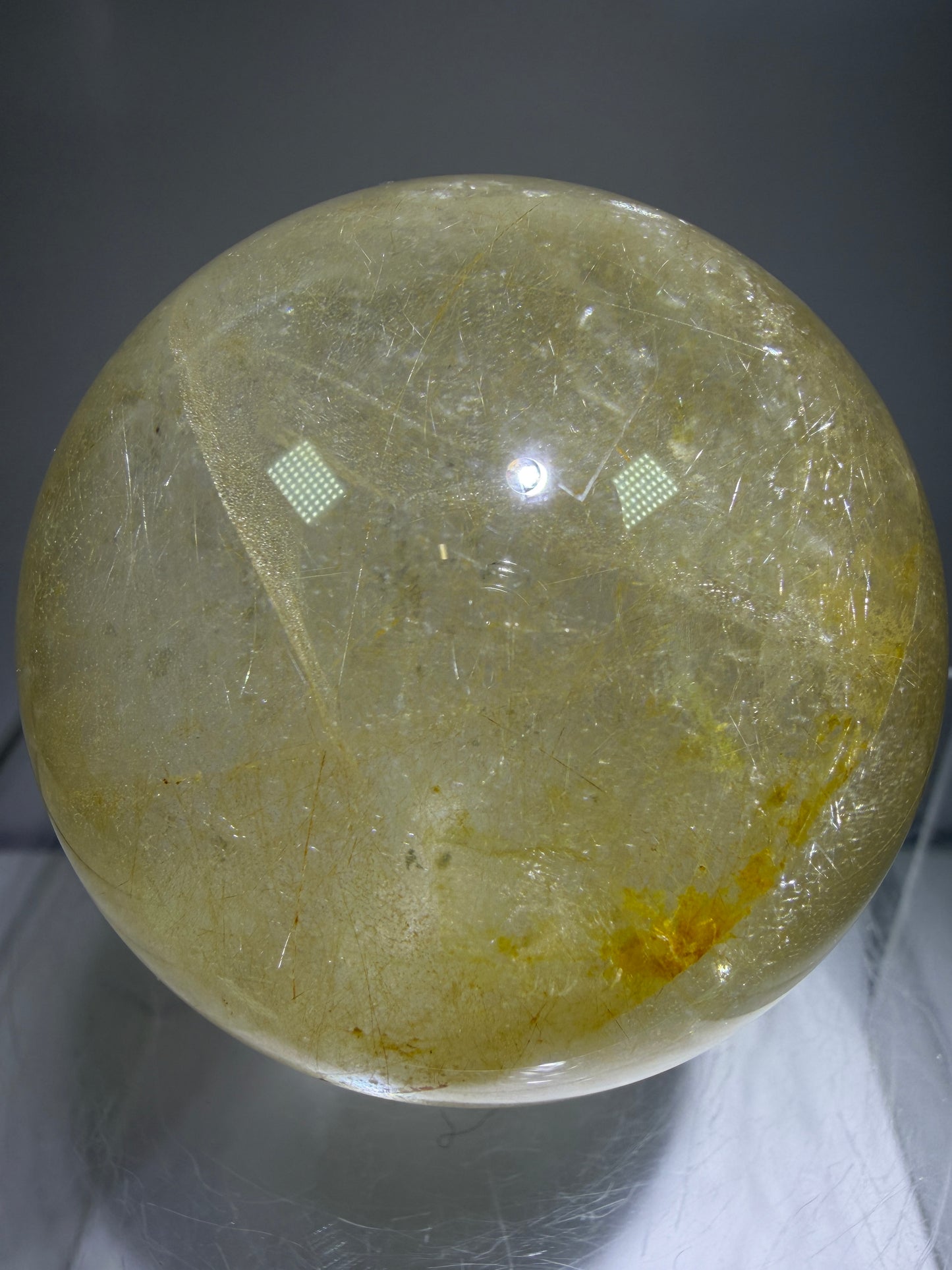 Rutile Quartz Sphere. 59mm. Stunning Fine Rutiles With Lots Of Flash. Beautiful Display Sphere.