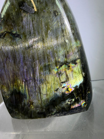 Labradorite Polished Freeform. Gorgeous Purple Rainbow Flash Spectrolite From Madagascar. High Quality Display Crystal.