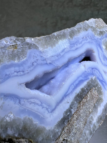 Blue Lace Semi Polished Freeform. Gorgeous Sugar Druzy Freeform From Malawi. Rare Mineral Specimen.