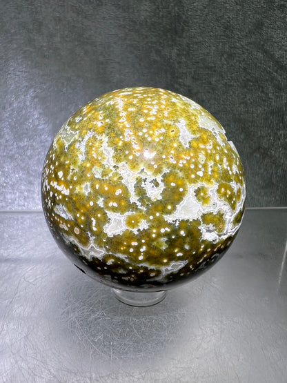 Ocean Jasper Sphere. Beautiful Sugar Druzy Sphere. High Quality Amazing Display Crystal