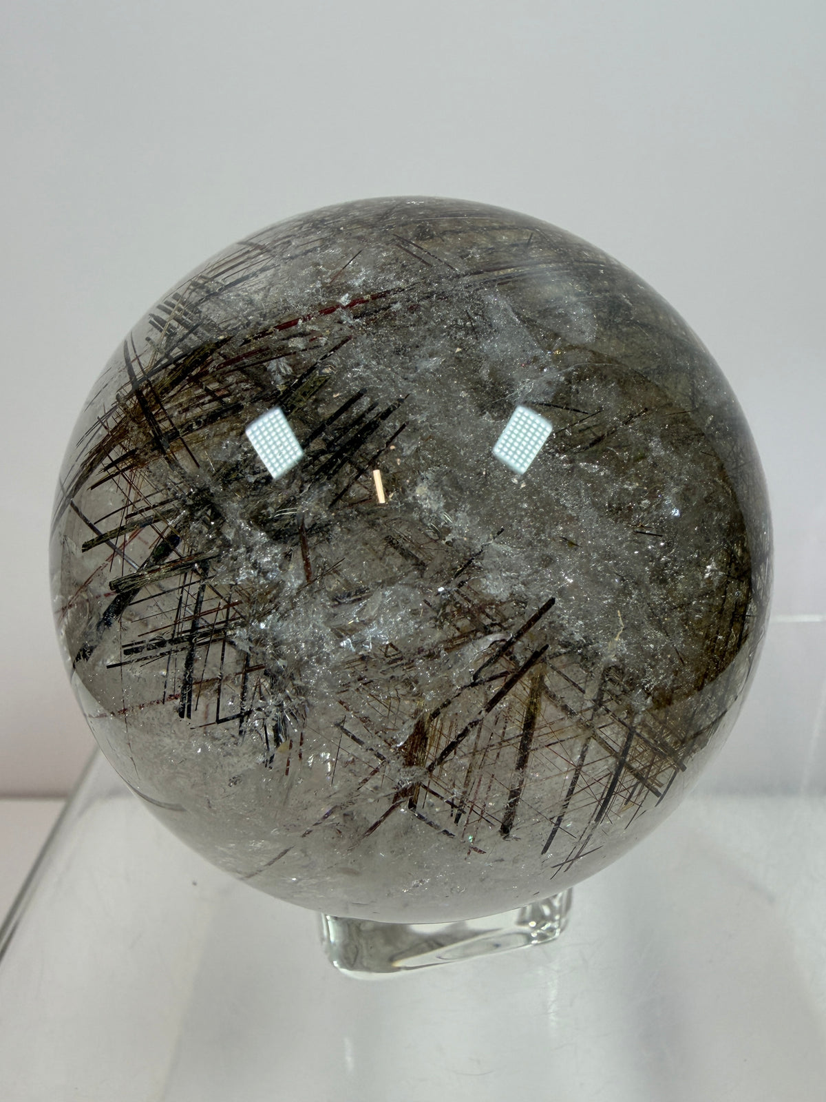 Rutile Quartz Sphere. 65mm. Crazy Rutile Plate Inclusion. High Quality Golden Rutilated Quartz.