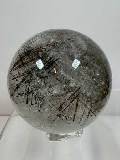 Rutile Quartz Sphere. 65mm. Crazy Rutile Plate Inclusion. High Quality Golden Rutilated Quartz.