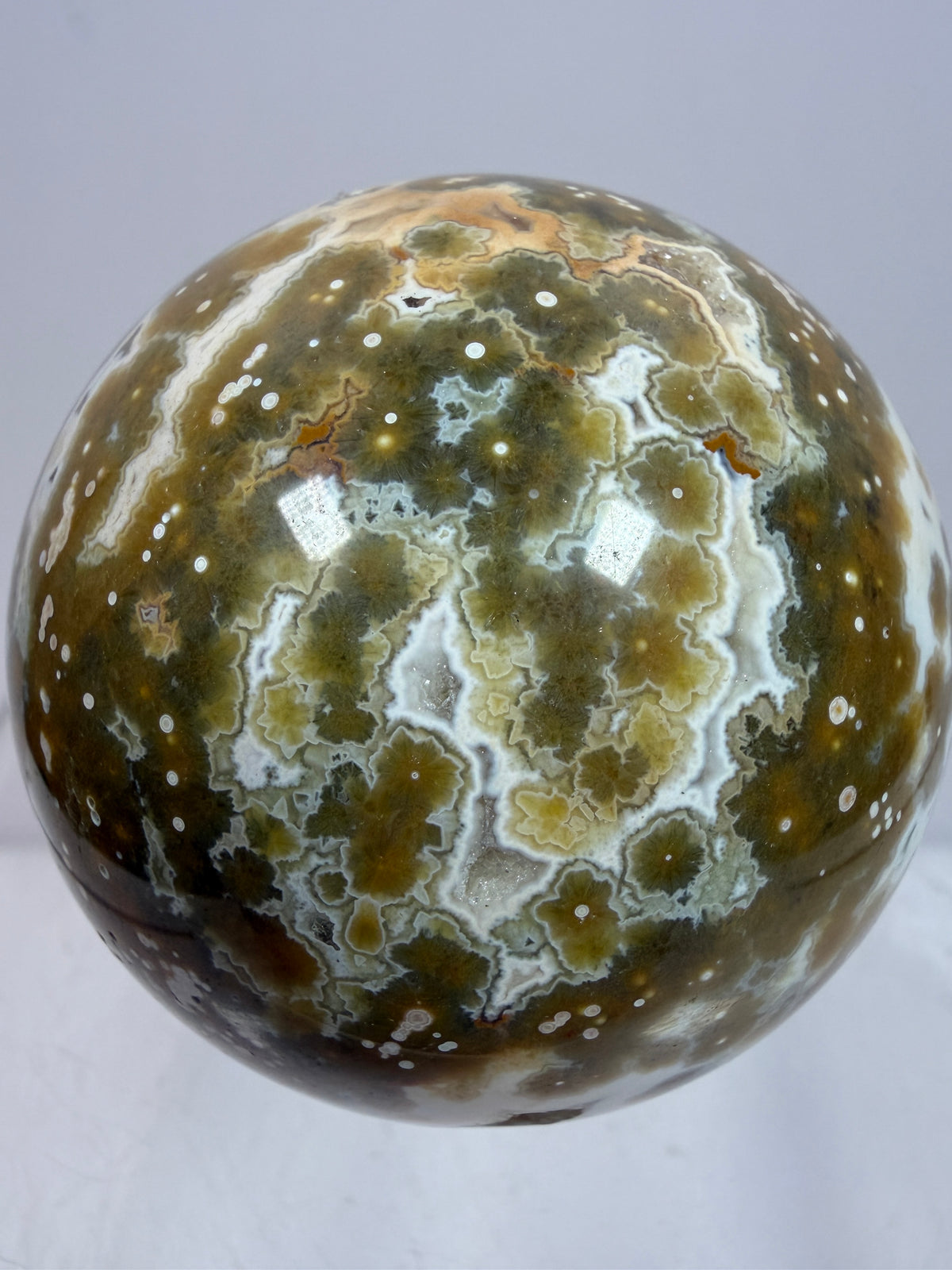 Ocean Jasper Sphere. 49mm. Gorgeous Sugar Druzy. Stunning Rare Display Sphere.