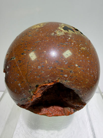 Red Fox Agate Sphere. 77mm. High Quality Druzy Crater Agate From Turkey. Stunning Rare Botryoidal Nodules