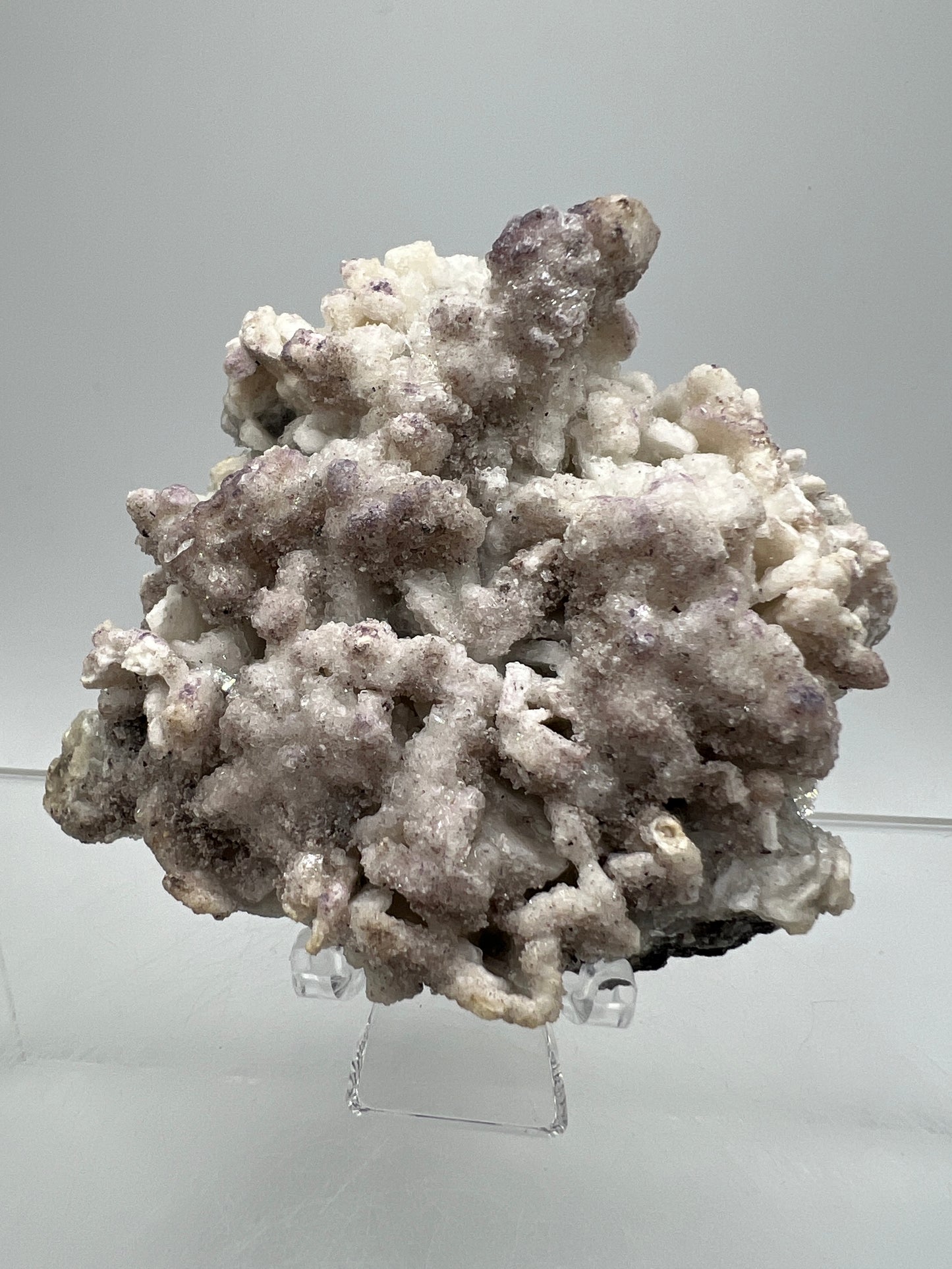 Selenite With Druzy Fluorite. Very Unique Mineral Specimen From Mexico. UV Reactive Display Crystal.