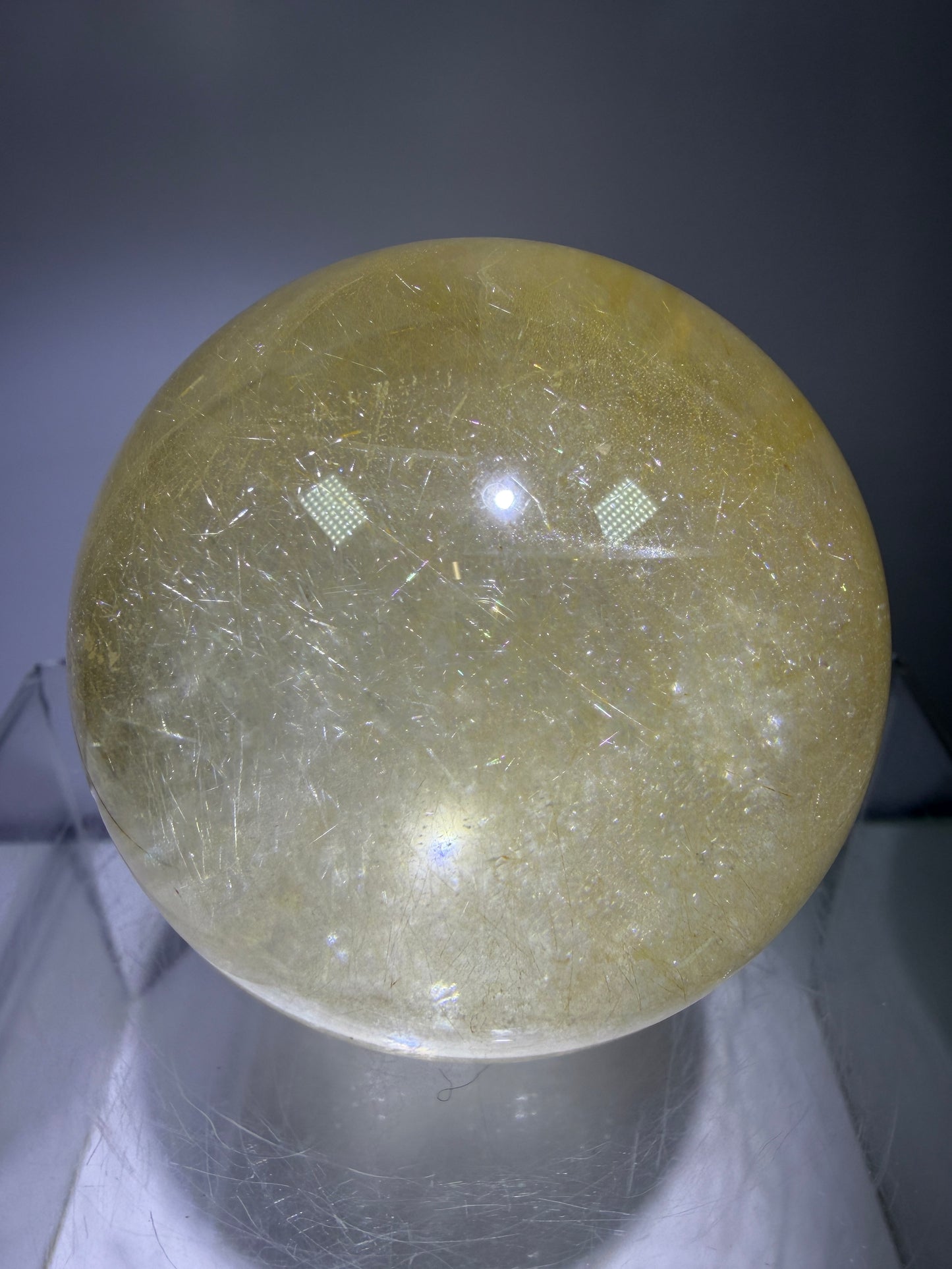 Rutile Quartz Sphere. 59mm. Stunning Fine Rutiles With Lots Of Flash. Beautiful Display Sphere.
