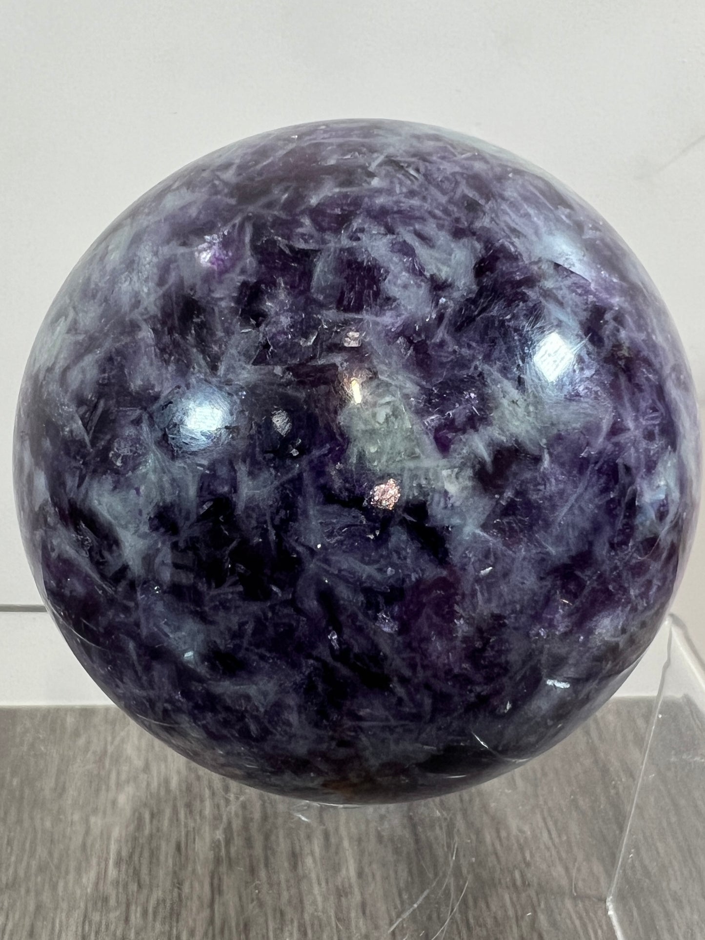 Lepidolite Purple Mica Sphere. 61mm. Gorgeous Flashy Mica Display Crystal.