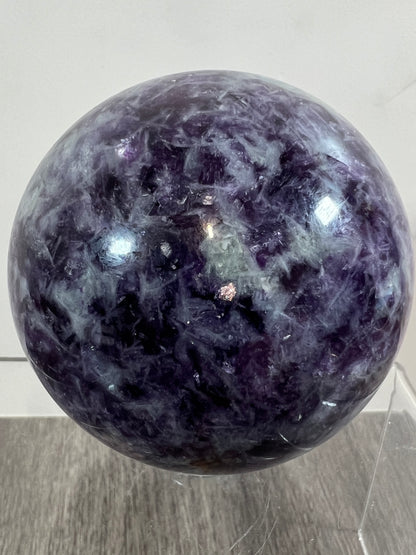 Lepidolite Purple Mica Sphere. 61mm. Gorgeous Flashy Mica Display Crystal.