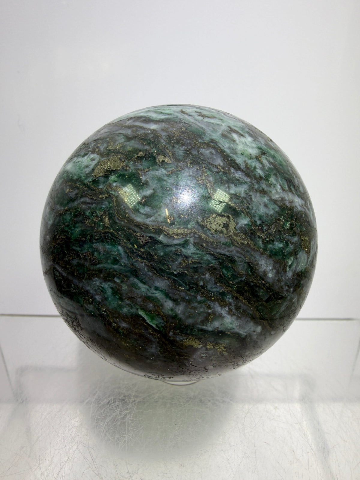 Atacamite And Pyrite Sphere. 60mm. High Quality Rare Sphere. Gorgeous Color Combination.