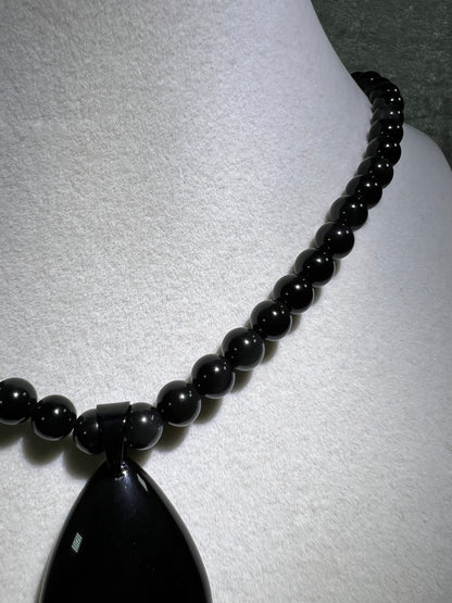 Rainbow Obsidian Pendant. Gorgeous Teardrop Cabochon. Custom Made Beaded Necklace. High Quality Jewelry