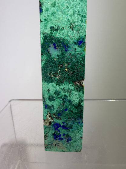 Azurite, Chrysocolla, And Malachite Druzy Tower. Rare And Beautiful Crystal Point.