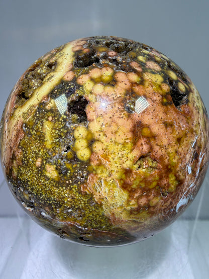 Ocean Jasper Sphere. 72mm. Very Flashy Druzy Sphere. High Quality Stunning Display Crystal