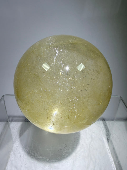 Rutile Quartz Sphere. 59mm. Stunning Fine Rutiles With Lots Of Flash. Beautiful Display Sphere.