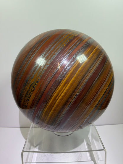 Tiger Iron Crystal Sphere. Massive 160mm, 15 lbs. Stunning High Quality Display Sphere