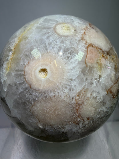 Flower Agate Sphere. 80mm. Amazing Pink Amethyst Flowers. Gorgeous One Of A Kind Display Sphere.