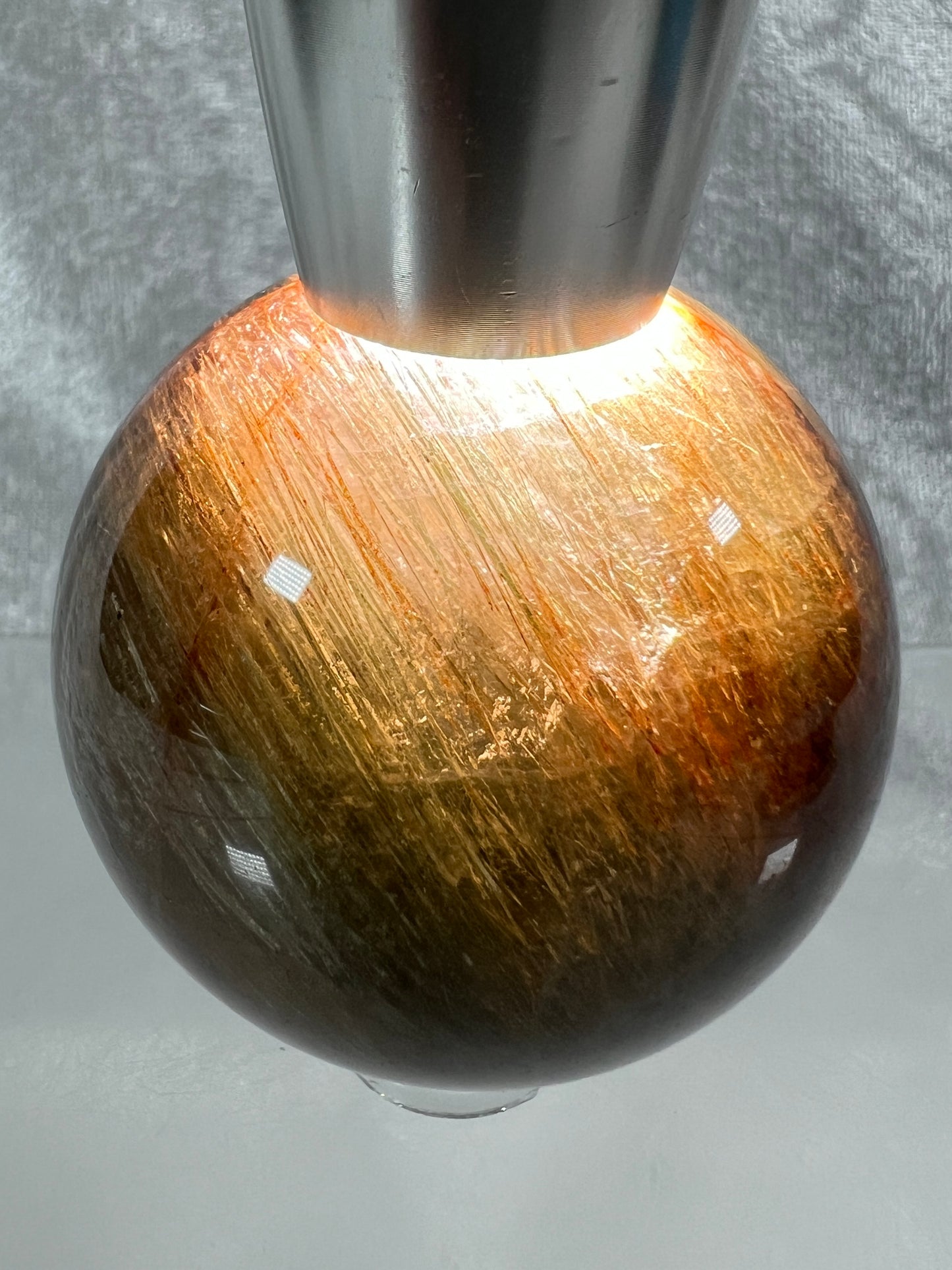 Tourmalinated Quartz Sphere. 52mm. Gorgeous Red And Green Tourmaline Inclusions. Rare And Unique Display Sphere.