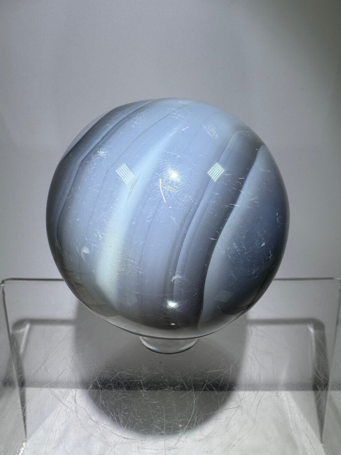 Banded Agate Crystal Sphere. 57mm. Beautiful Display Sphere From Madagascar. Gorgeous Colors And Banding.