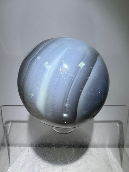 Banded Agate Crystal Sphere. 57mm. Beautiful Display Sphere From Madagascar. Gorgeous Colors And Banding.
