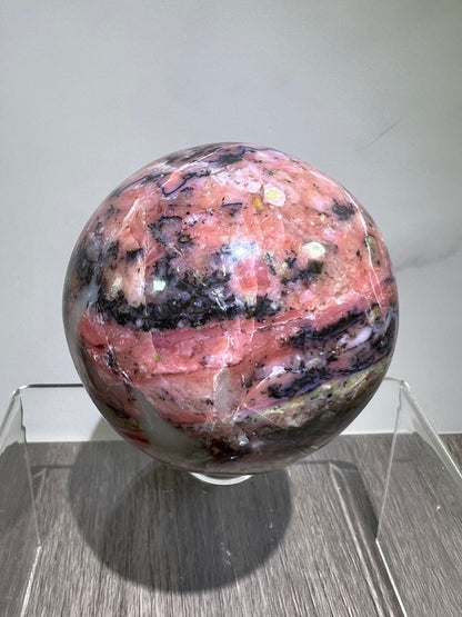 Strawberry Pink Opal Sphere From Peru. 60mm. Gorgeous Bright Colors And Patterns. Amazing Rare Display Crystal.