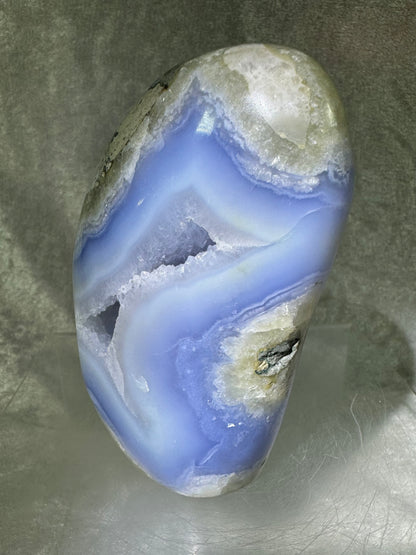 Blue Lace Agate Freeform. Gorgeous Sugar Druzy Polished Freeform From Malawi. Rare Mineral Specimen.