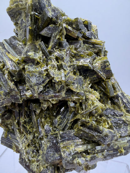 Green Tourmaline Cluster. Gorgeous Rare Tourmaline Specimen From Madagascar. Amazing Mineral Display Crystal.