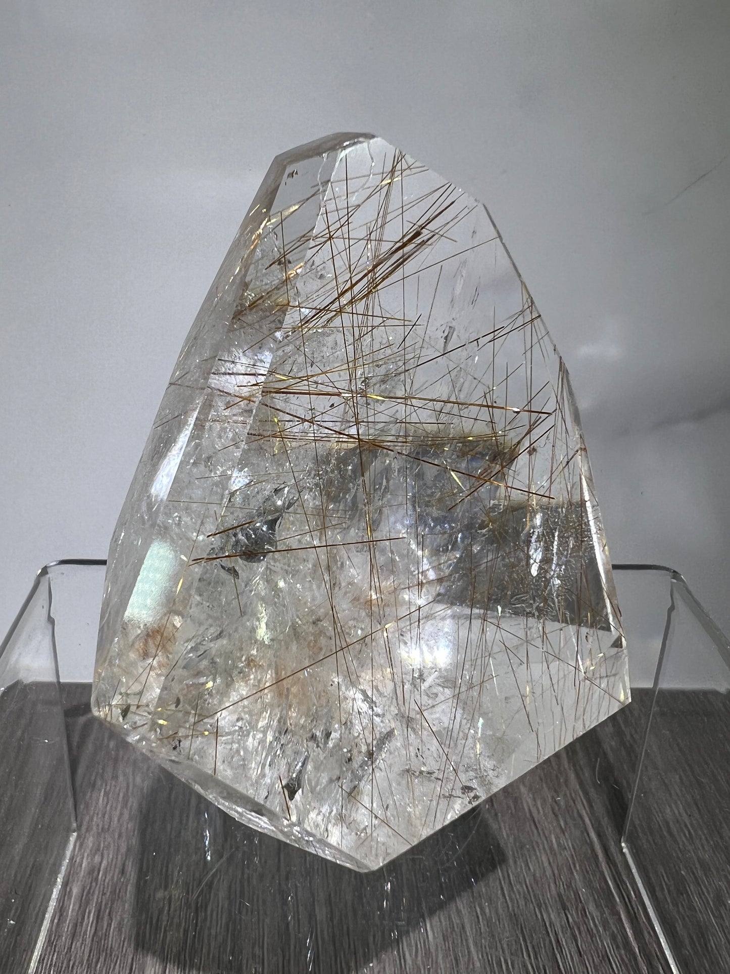 Rutile Quartz Polished Freeform. Stunning Copper And Gold Rutilated Quartz. High Quality Display Crystal