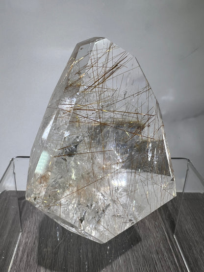 Rutile Quartz Polished Freeform. Stunning Copper And Gold Rutilated Quartz. High Quality Display Crystal