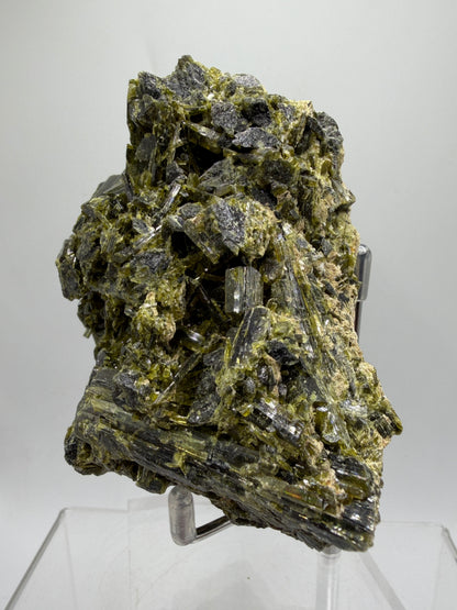 Green Tourmaline Cluster. Gorgeous Rare Tourmaline Specimen From Madagascar. Amazing Mineral Display Crystal.