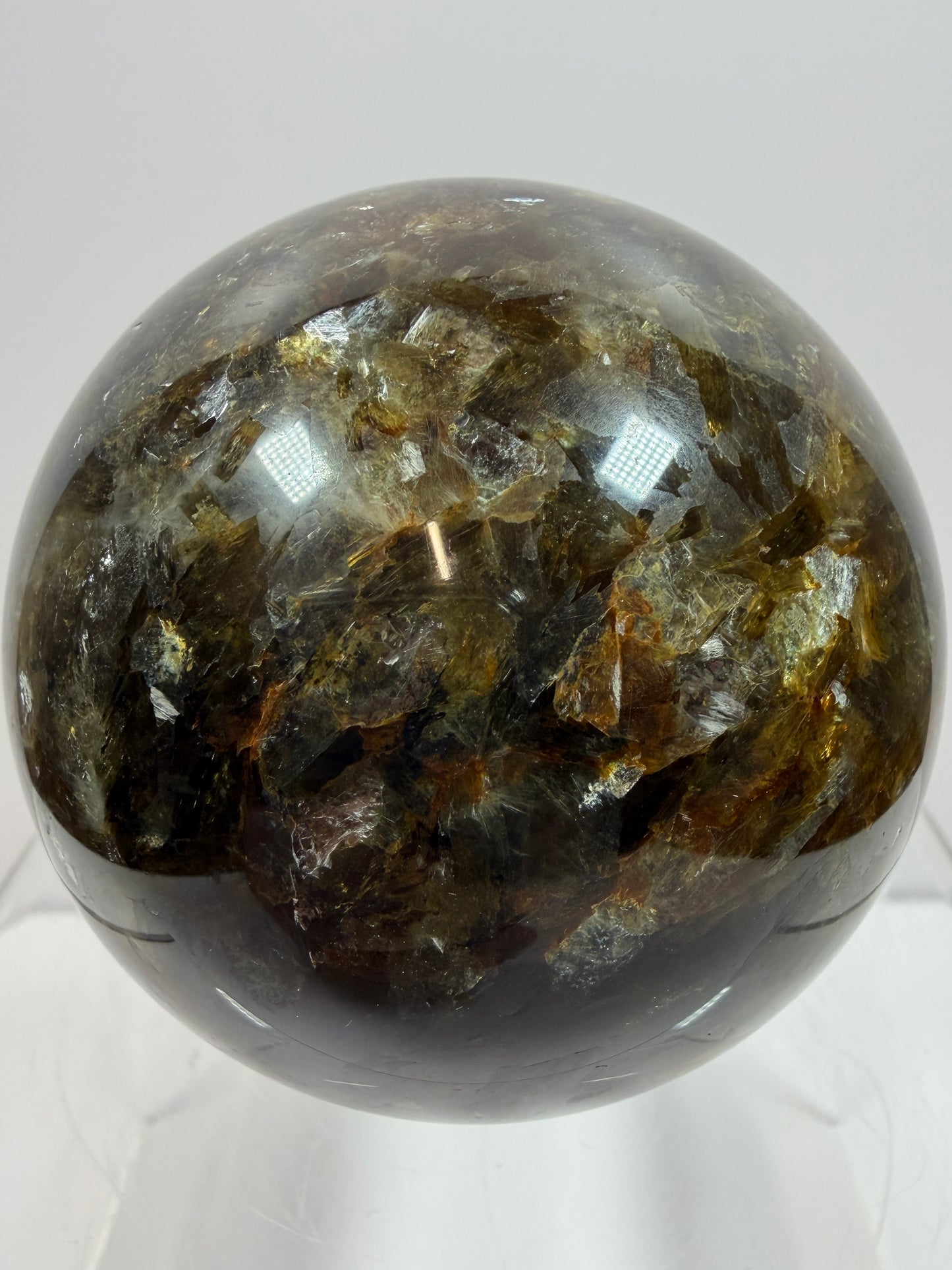 Golden Mica Sphere. 74mm. Rare Mica Display Sphere. High Quality With Lots Of Flash