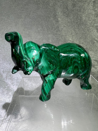 Malachite Elephant Carving From Africa. Amazing Piece Of Art For Your Collection