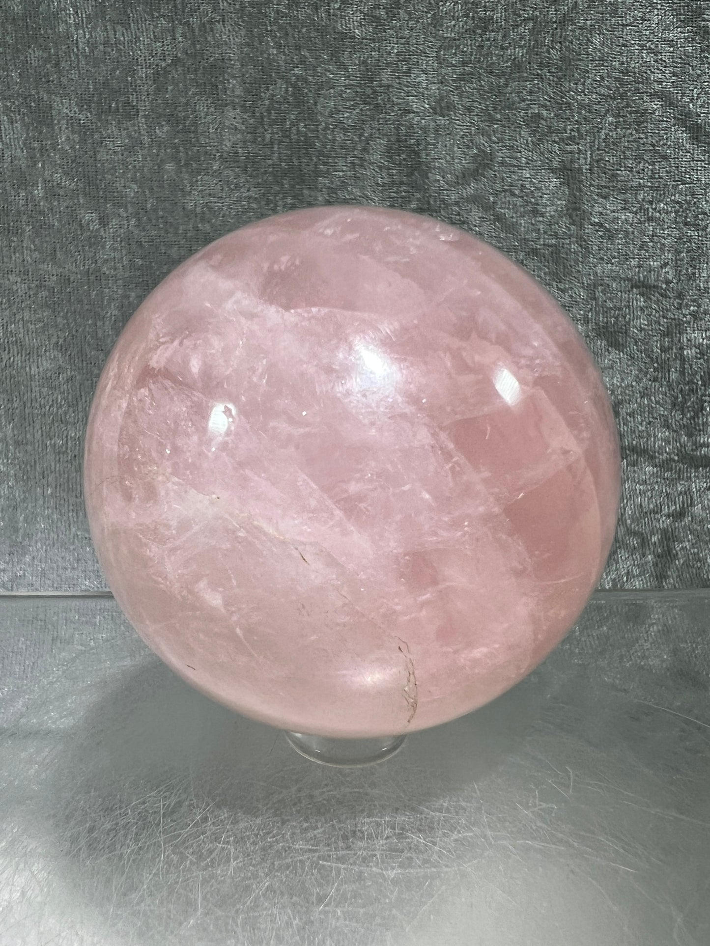 Rose Quartz Sphere. Rare Star Rose Quartz With Rainbows And Asterisms. High Quality Display Sphere.
