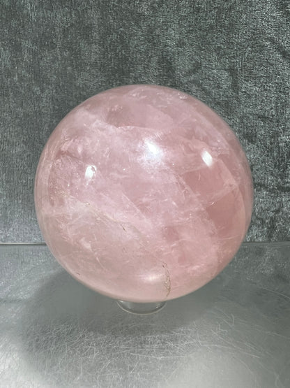 Rose Quartz Sphere. Rare Star Rose Quartz With Rainbows And Asterisms. High Quality Display Sphere.