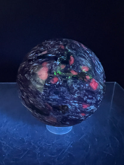 Charoite Crystal Sphere. 49mm. High Quality Beautiful Crystal. Amazing Patterns And Flash. Stunning UV Reaction.