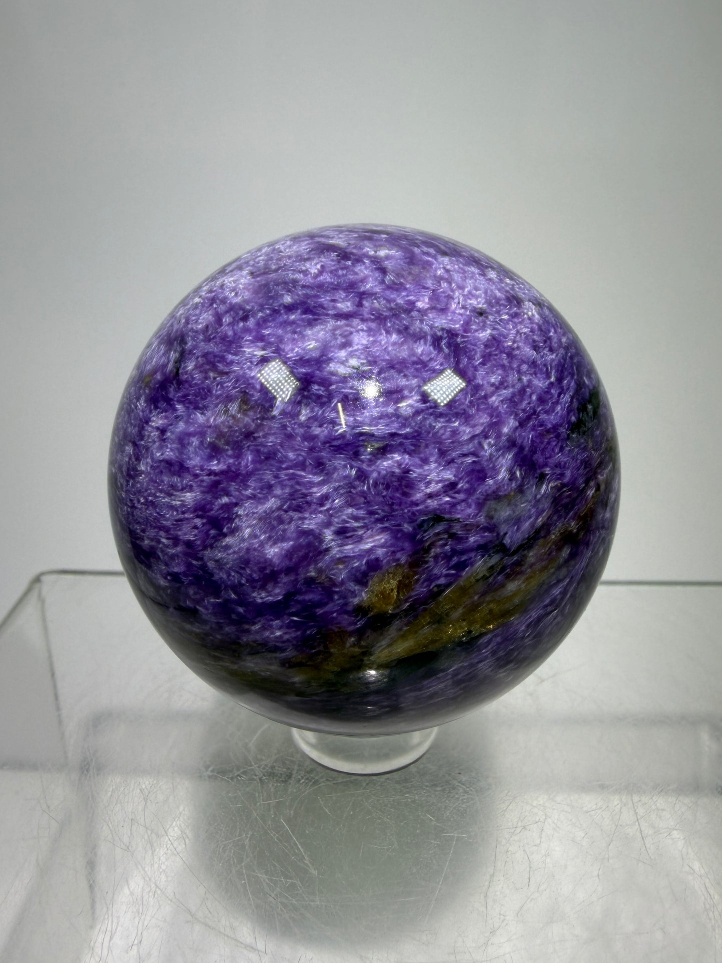 Charoite Crystal Sphere. 50mm. High Quality Beautiful Crystal. Amazing Patterns And Flash. Stunning Rare Crystal