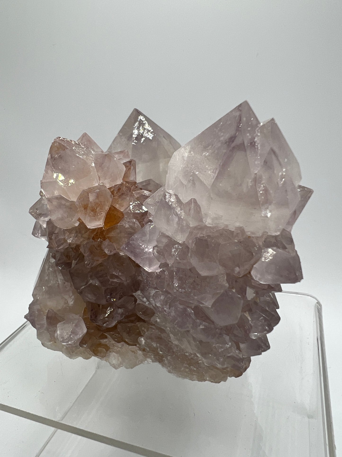 Spirit Quartz Cluster. Very High Quality Mineral Specimen. Amazing Points With Hematite Inclusions. Beautiful Cactus Quartz, Fairy Quartz From South Africa.