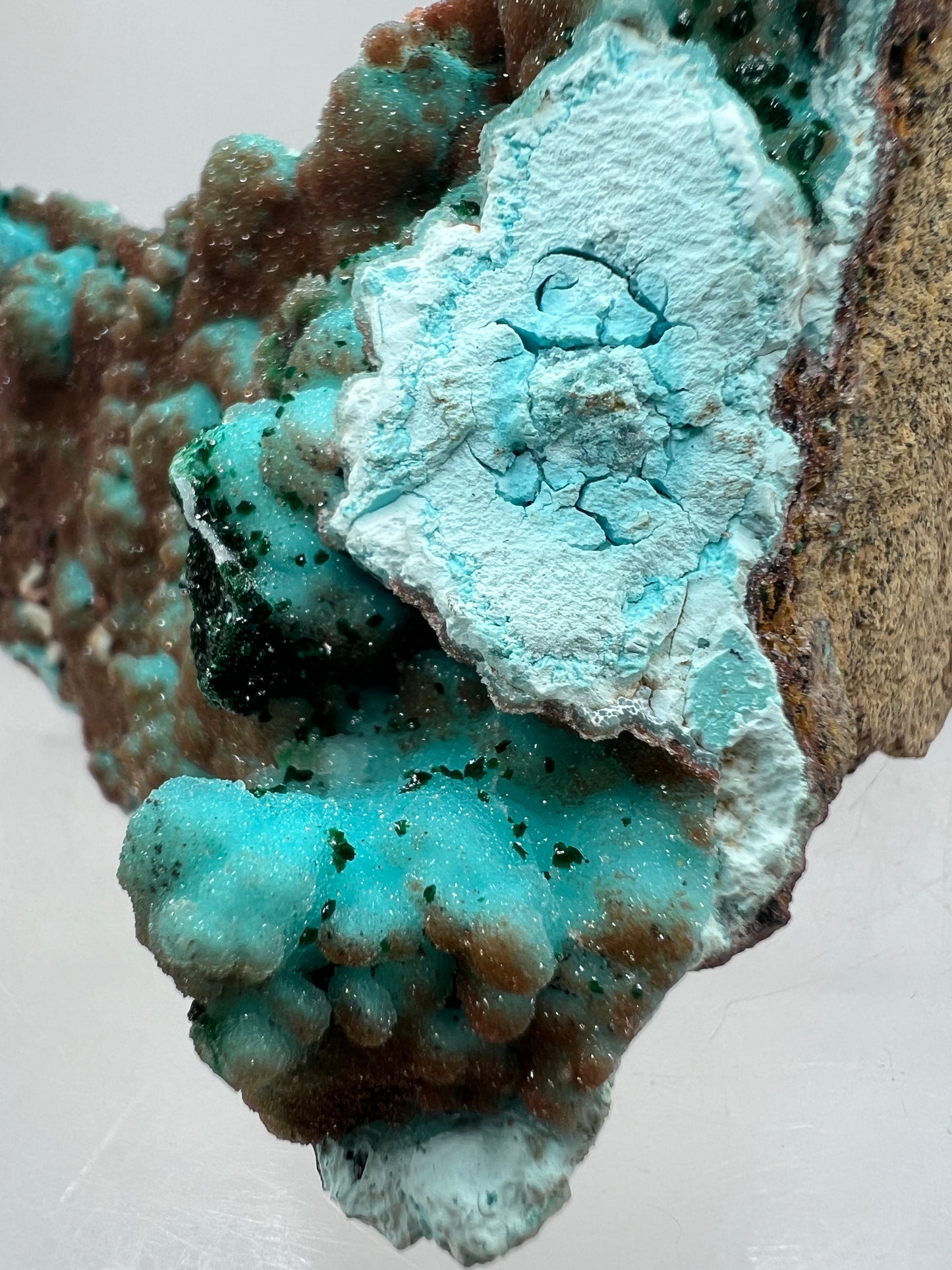 Chrysocolla, Copper, And Malachite Specimen. Rare Druzy Copper On Chrysocolla. Gorgeous High Quality Display Crystal.