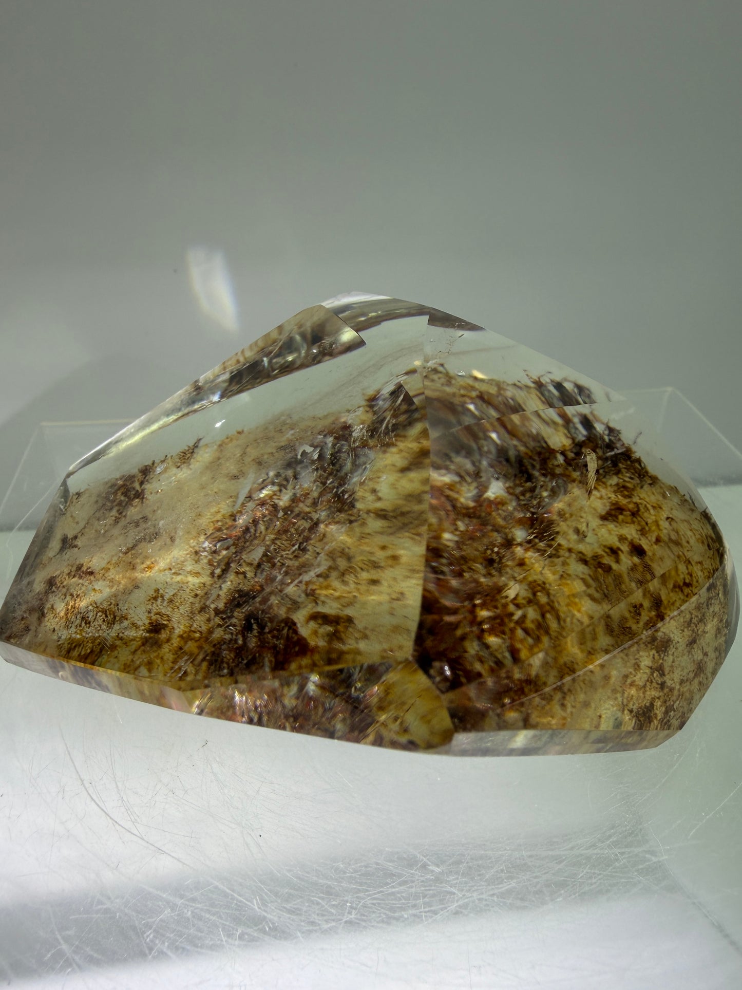 Garden Quartz Polished Freeform. Gorgeous Red And Yellow Landscape Quartz From Brazil. Very High Quality Lodolite Freeform.