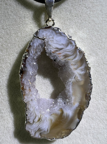 Druzy Agate Slice Pendant. Amazing Colors With Stunning Druzy. Gorgeous Crystal Pendant.