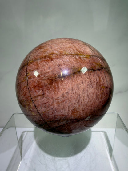 Pink Amazonite Crystal Sphere. 76mm. Stunning Colors And Flash. Gorgeous Rare Display Sphere.