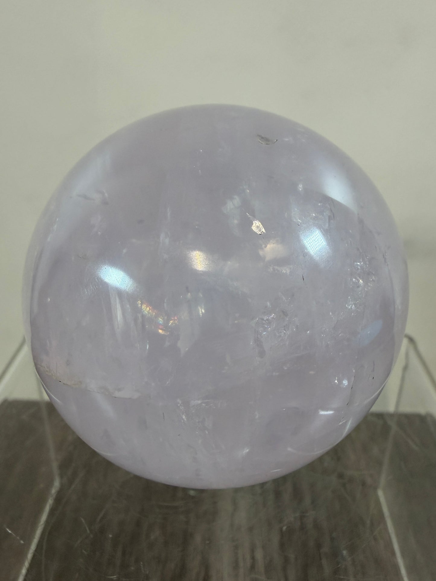 Lavender Rose Quartz Sphere. Rare Color Rose Quartz With Rainbows And Asterisms. High Quality Display Sphere.