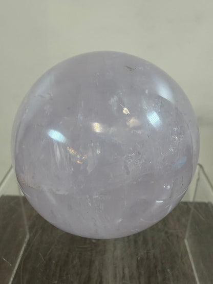 Lavender Rose Quartz Sphere. Rare Color Rose Quartz With Rainbows And Asterisms. High Quality Display Sphere.