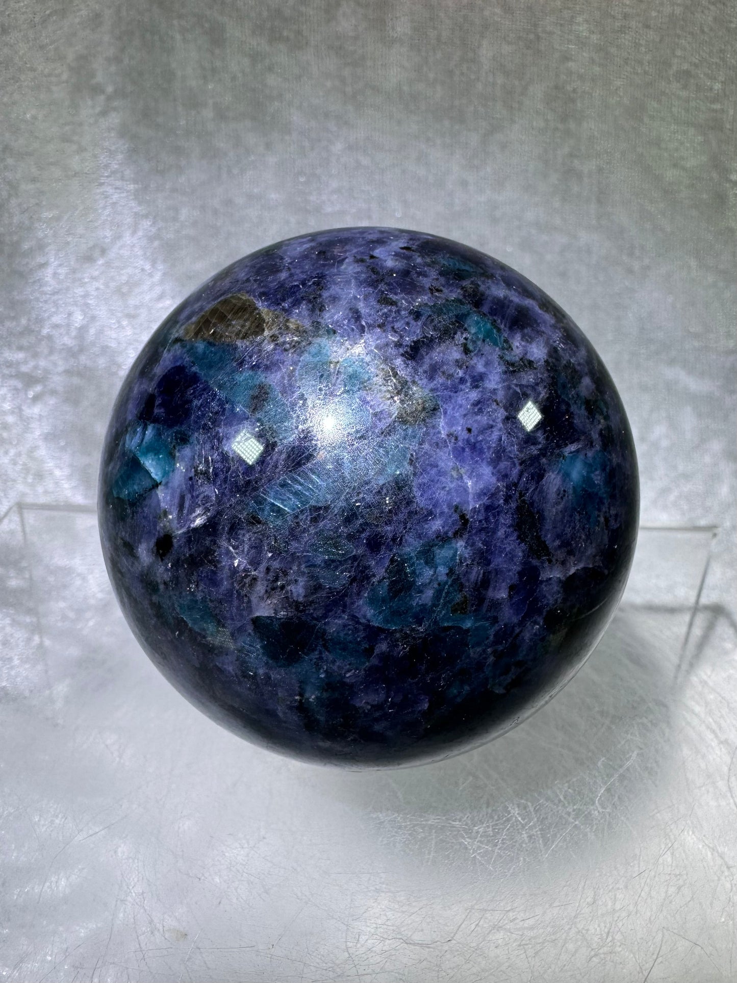 Iolite Crystal Sphere. 62mm. Beautiful Rare Water Sapphire From Madagascar. Amazing Rare Cordierite Display Sphere.