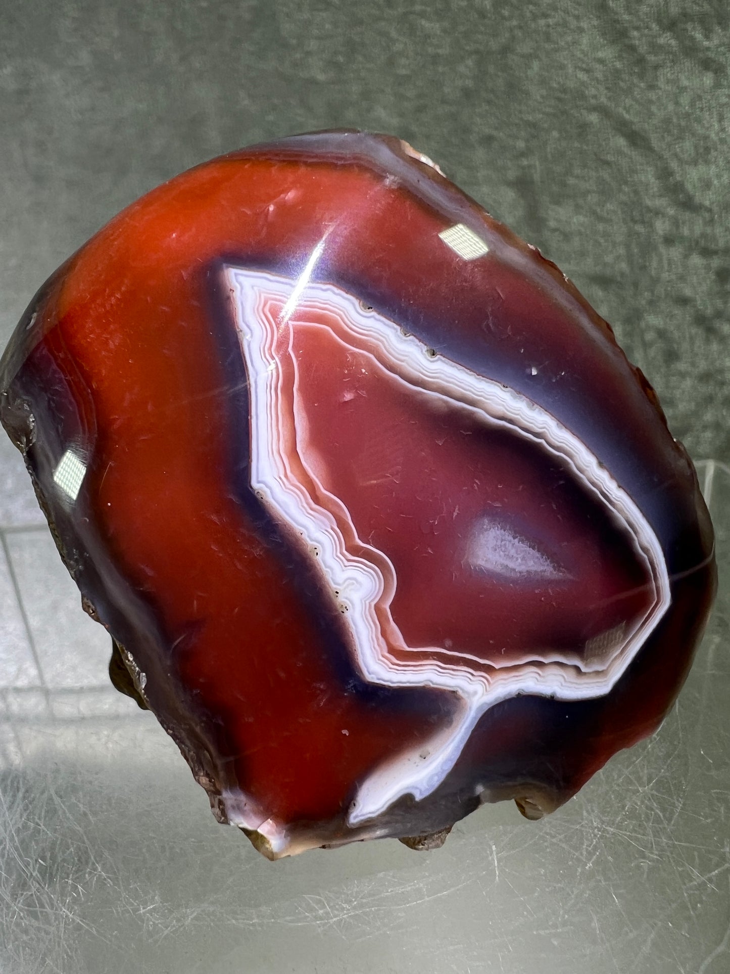 Red Sashe River Agate Freeform. Gorgeous Semi Polished Freeform From Zimbabwe. High Quality Rare Display Crystal