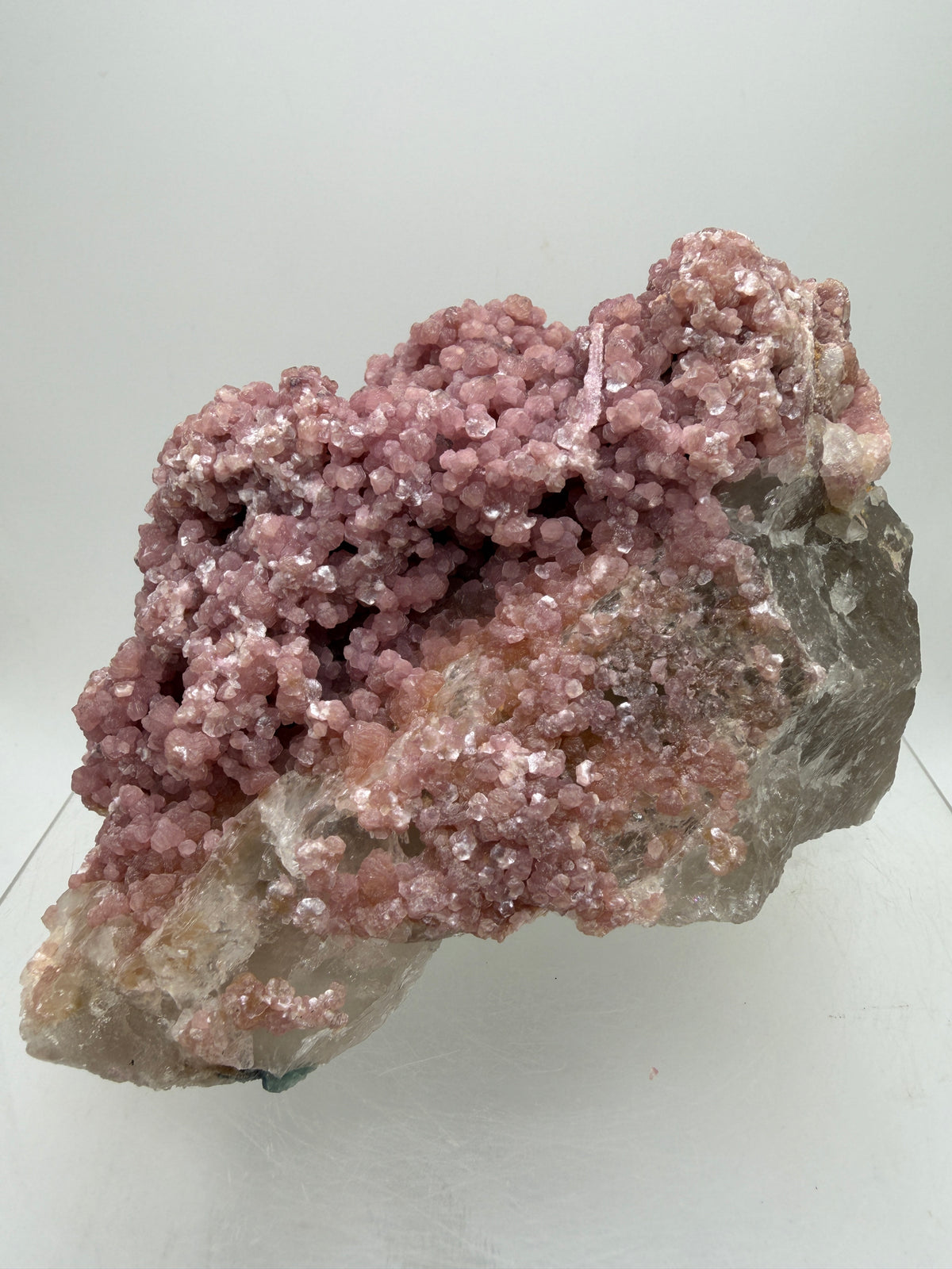 Pink Botryoidal Lepidolite And Tourmaline On A Citrine Matrix. Very Rare High Quality Specimen From Brazil. Gorgeous Large Pink Grape Agate